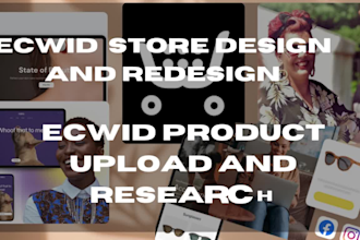 do ecwid store design and redesign, build website on ecwid, sellfy, big cartel