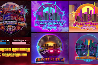 do roleplay,discord, fivem server logo, loading screen anime