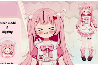 draw male or female 2d vtuber model, live2d rigging, vtuber commission, vtube