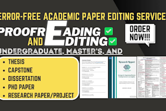 proofread and edit academic paper, thesis, dissertation and humanize ai content