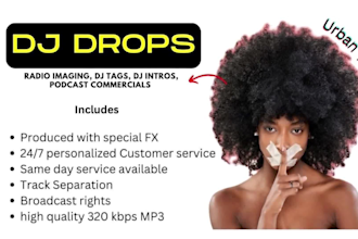create professional urban dj drops with female voice and fx