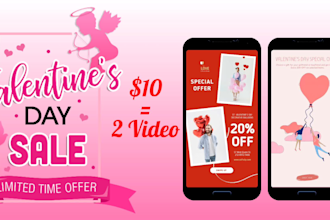 create valentine video ads for instagram reels, story, tiktok, facebook