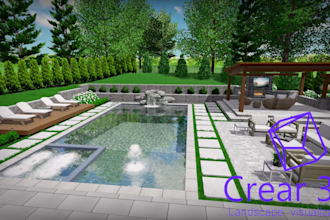 do landscape design patio 3d visualization and render images