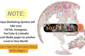 be tiktok, youtube, linkedin social media marketing manger