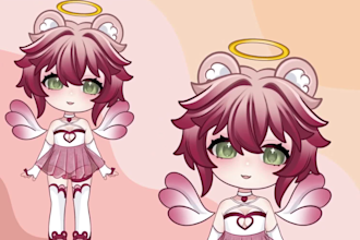 draw custom chibi character model and rigging for your live streaming video