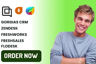 setup gorgias, zendesk, freshdesk, flodesk CRM