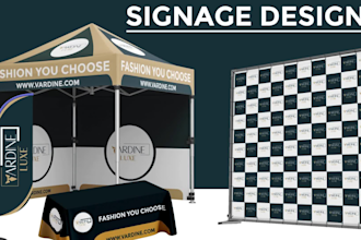 design a canopy tent, trade booth, backdrop, tablecloths
