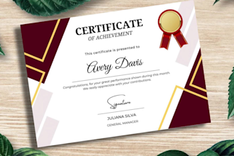 create custom certificate design, diploma and award certificate design