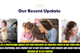 build a professional preschool, kindergarten, childcare, or elearning website