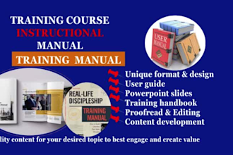 create training manual, training course instruction manual, workbook, PPT slides