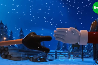 cheerful christmas greetings video with logo and text