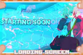 make a loading screen starting soon for vtuber or streamer