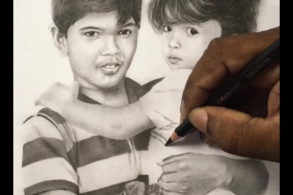 draw realistic portrait using pencil or charcoal