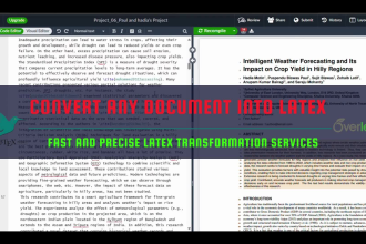 professionally convert any document to latex PDF in overleaf