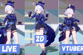 design custom 2d vtuber model live2d rigging pngtuber in anime style