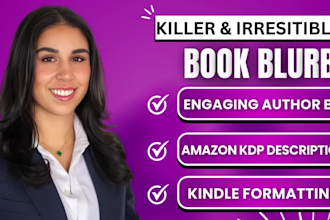 write a killer fiction book blurb, amazon kindle  description