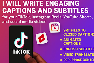 edit, write captions and subtitles for your tiktok, reels, shorts, social media