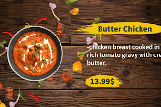 design animated food menu for your restaurant