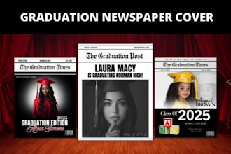 design your graduation newspaper cover and mobile invitation