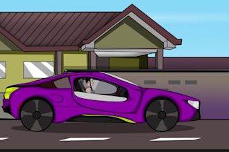 create a very detailed 2d music cartoon video animation