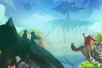 paint a fantasy cat illustration for cat lovers