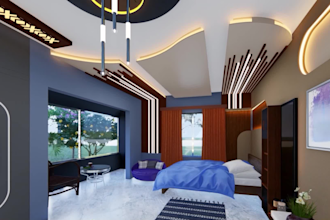 create an attractive interior design, 3d  photorealistic