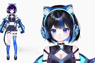 create live2d vtuber model, vtuber model, vtuber rigging, vtuber commission