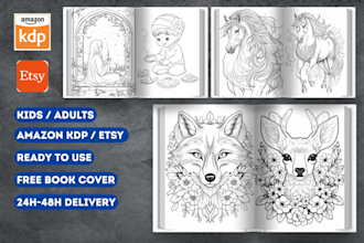 create coloring book pages, book cover for amazon kindle KDP
