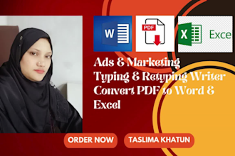 data typing, copy paste, retyping, convert PDF to word or excel