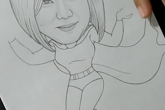 draw pencil from portrait into realistic caricature