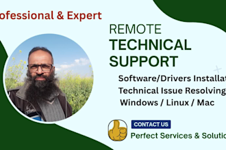 remote technical customer issue resolve IT laptop pc windows linux printer