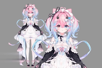 draw live 2d vtuber model, 2d vtuber model, 2d vtuber avarter, live 2d, rigging