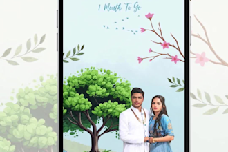 make customized wedding card illustration with couple cartoon