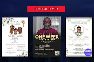 design funeral, obituary, tribute or church flyer in 2hrs