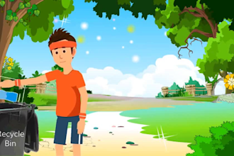 create 2d animation video, cartoon animation, animated music video, 2d character