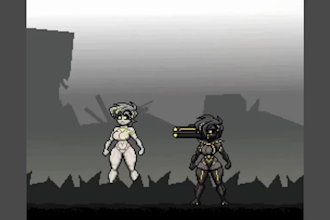 draw a professional pixel art sprite sheet animation scene character background