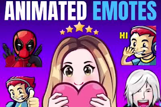 create cute emotes animated for twitch, discord, kick, stream, and vtuber art