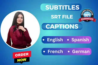 add subtitles or captions to video, create srt file for english, spanish, german