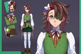 draw and rig 2d vtuber model, live2d vtuber, live2d model,vtuber model