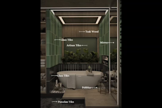 create bathroom interior design and 3d renders