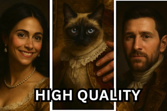 create custom royal portraits of you and your pet