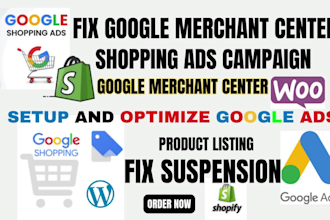 set up and optimize google shopping ads for shopify and woocommerce