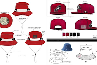 do hat tech pack cap techpack design flat sketch with mockup, beanie tech pack