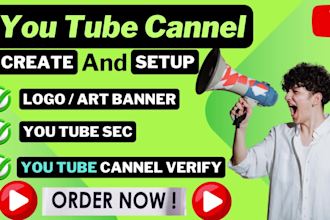 do professional youtube channel create and setup logo and banner