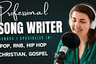 be your songwriter or session vocalist for pop rnb hip hop christian gospel song