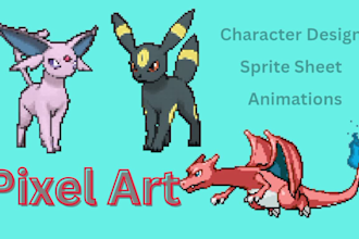 pokemon fakemon pixel art, pixel art animation, sprite sheet, pokemon sprite rpg