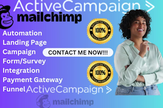 set up automation, landing page using activecampaign and mailchimp