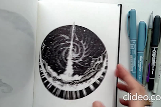 create custom amazing black and white illustration