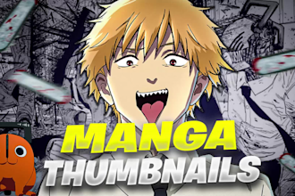 design manhwa, manga, anime thumbnail for youtube