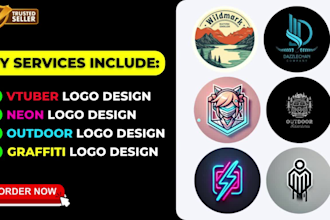 design a custom cute vtuber, neon, outdoor and graffiti logo